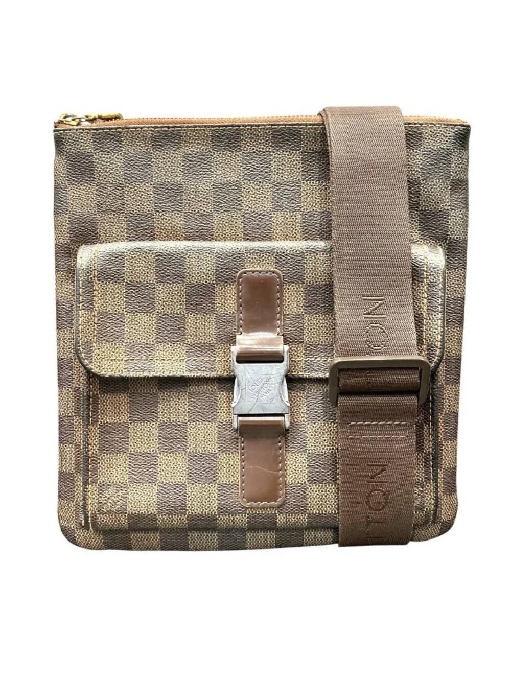 Louis Vuitton Pochette Melville Damier Ebene Shoulder Bag Canvas